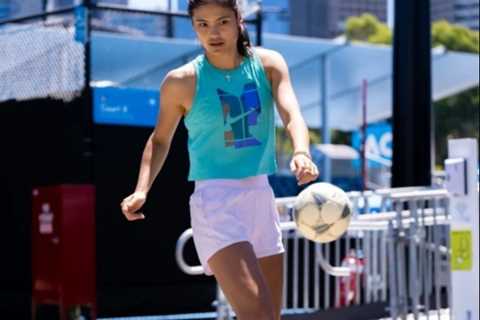 Emma Raducanu warms up for Australian Open with a footie kickabout