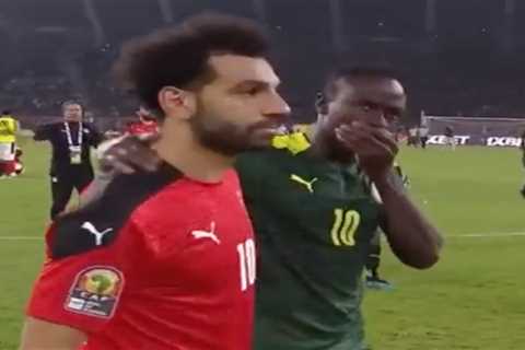 Watch heart-warming moment Sadio Mane consoles tearful Liverpool pal Mo Salah just seconds after..
