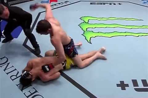 Watch painful moment referee is accidentally punched in face at UFC Vegas 48 and falls on top of..