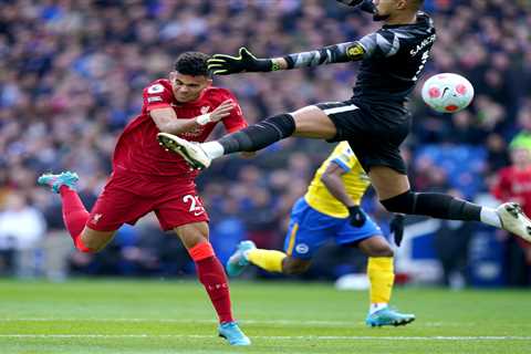 Watch Brighton keeper Sanchez WIPE OUT Liverpool’s Luis Diaz in sickening collision before goal but ..