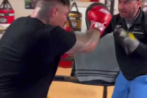 Watch Andy Ruiz Jr show off explosive hand speed and trim figure as he trains for his return to the ..