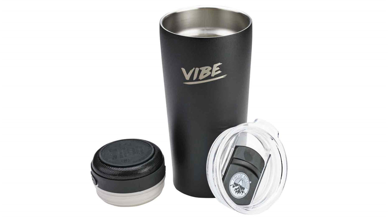 An insulated cup and waterproof Bluetooth speaker in *one* convenient package? Yes, please!