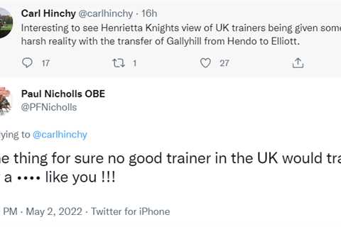 ‘A **** like you!’ – Champion trainer Paul Nicholls’ shock Twitter outburst at top owner