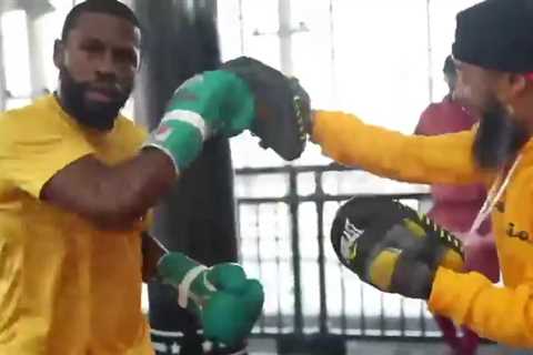 Watch Floyd Mayweather, 45, dodge punches without even looking as boxing legend trains for Don..