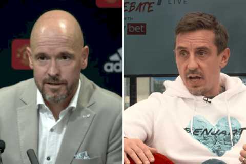 ‘Worried’ Gary Neville issues warning to Erik ten Hag as Manchester United deals stall