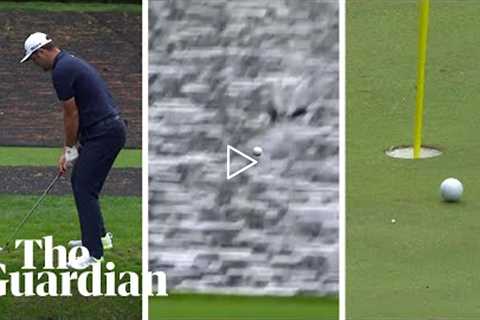 Pond to pin: Jon Rahm hits amazing water shot at Masters practice