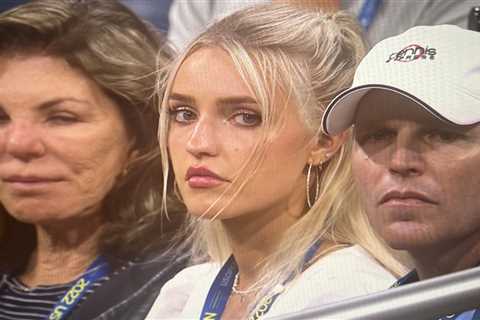 Taylor Fritz’s model girlfriend Morgan Riddle looks grumpy as she watches his shock US Open..