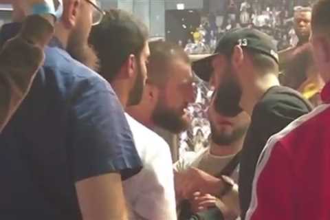 Khamzat Chimaev throws punches at Khabib Nurmagomedov’s cousin in cageside brawl at UFC 280 before..
