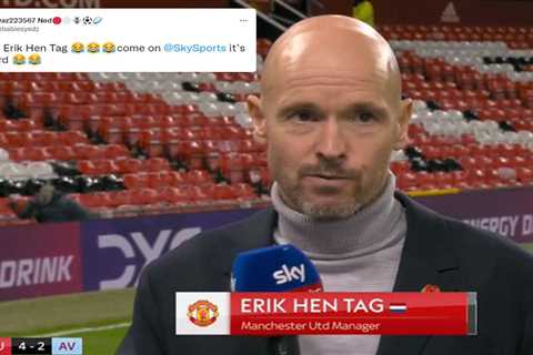 Sky Sports spell Erik ten Hag’s name wrong during coverage of Man Utd’s win over Aston Villa..