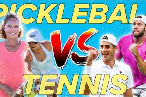 Pickleball PROS vs Tennis PROS - HIGHLIGHTS - (Irvine & Waters VS Isner & Sock)