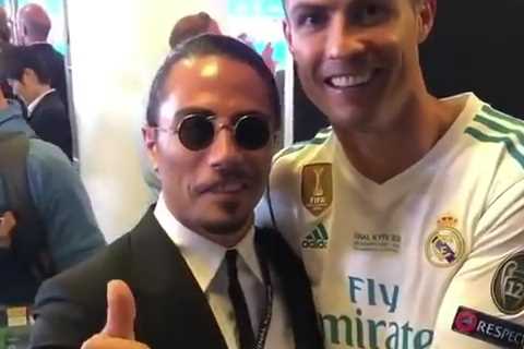 Salt Bae crashes Real Madrid Champions League victory party and grabs Ronaldo in resurfaced pics..