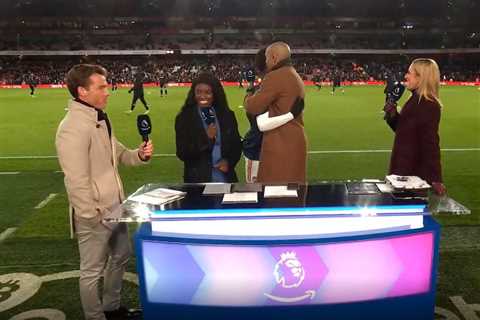 ‘So wholesome’ – Watch Saka run over to hug Henry while Arsenal legend is working as pundit for..