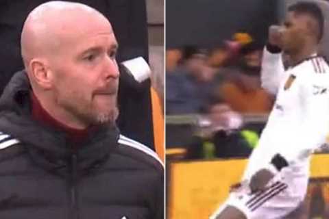 Marcus Rashford’s ‘cold’ celebration after Erik ten Hag drops him due to ‘discipline’