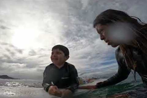 8 year old boy surf Hawaii. Surf Lessons any age any level.