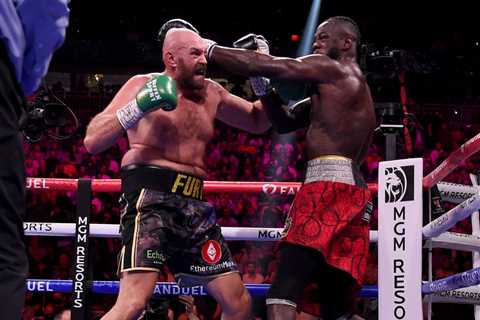 ‘I nearly got a stiffy there’ – Tyson Fury and Deontay Wilder reunite and share a hug at Jake Paul..