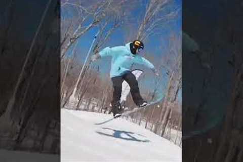 Spinning frontside on my snowboard! #shorts #snowboarding