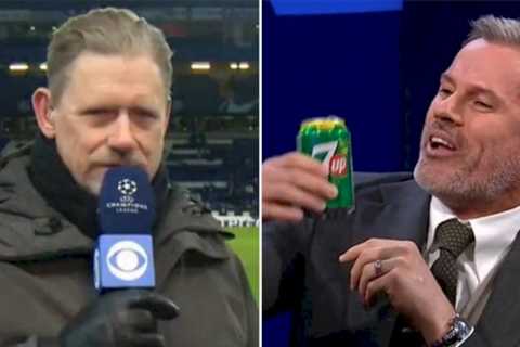 ‘Troll’ Jamie Carragher can’t help but poke fun at Peter Schmeichel over 7-0 humiliation