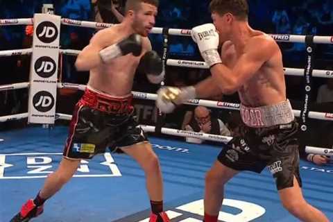 ‘I can’t watch’ – Boxing fans squeamish as Brit Robbie Davies Jr suffers sickening ankle injury in..