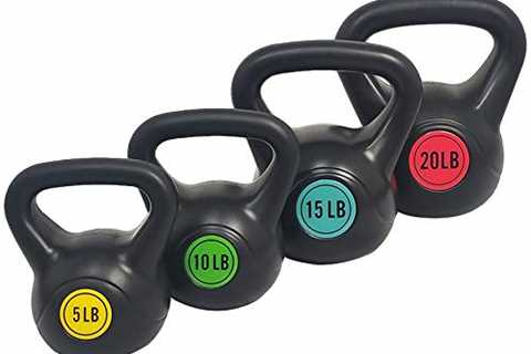 Sporzon! Wide Grip Kettlebell Exercise Fitness Weight Set, Includes 5 lbs, 10 lbs, 15 lbs, 20lbs,..