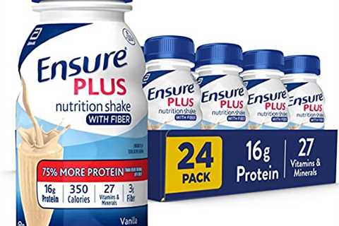 Ensure Plus Nutrition Shake with Fiber, 24 Count, 16 Grams of High-Quality Protein, Meal..