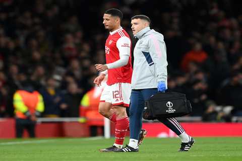 Arsenal in huge Premier League title blow with William Saliba set to miss Liverpool clash with back ..