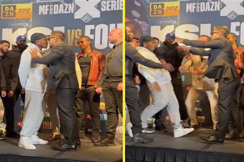 KSI shoved by Joe Fournier during face-off ahead as Youtuber admits next opponent is ‘better boxer’