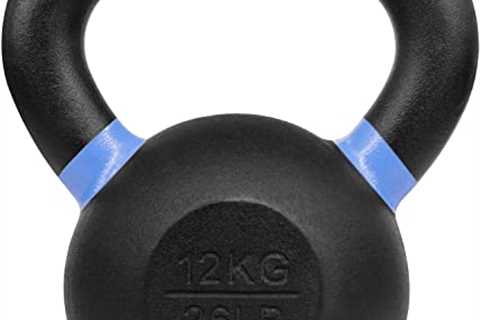 Yes4All Powder Coated Kettlebell Weights with Wide Handles  Flat Bottomsâ12kg/26lbs Cast Iron..