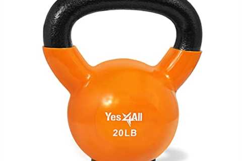 Yes4All Vinyl Coated Kettlebell with Protective Rubber Base, Strength Training Kettlebells for..