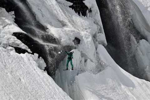 Snowboarder Falls into Tuckerman Ravine Waterfall Hole