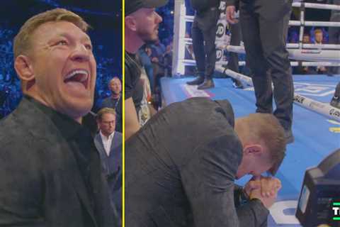 Ringside footage shows Conor McGregor’s heartbroken reaction as Katie Taylor’s defeat to Chantelle..