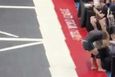 Video: Jiu-jitsu competitor loses mind, powerbombs opponent through table