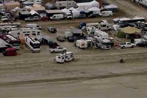 Chopper 5: Thousands travel out of Burning Man as desert turns to mud