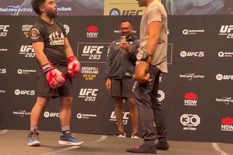 UFC star Sean Strickland spars with a fan days before title fight against Israel Adesanya