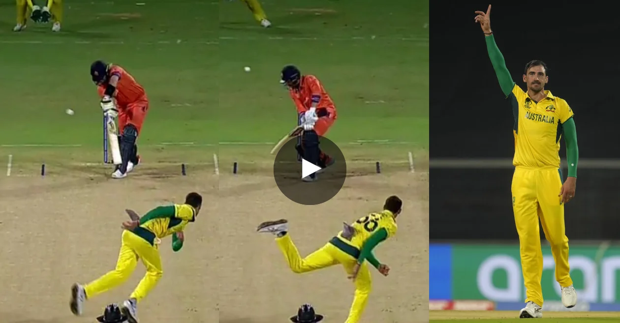 WATCH: Australia pacer Mitchell Starc bags a hat-trick against Netherlands before rain plays..