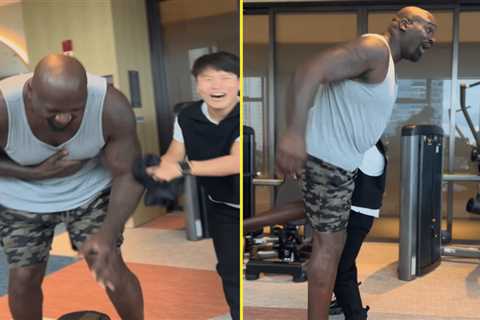 NBA legend Shaquille O’Neal folds from body shot before being lifted into the air by tiny UFC..