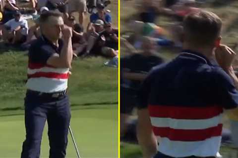 Team USA star Justin Thomas taunts fans at Ryder Cup by tipping imaginary cap and cupping ears