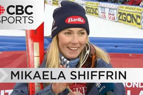 USA''s Mikaela Shiffrin has genuine reaction to CBC Radio-Canada reporter''s eyes during interview