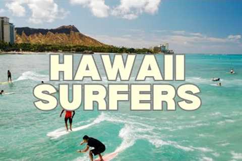 Hawaii Surfers Enjoy Fun Waves at Waikiki Beach