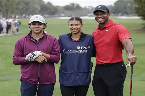 Tiger Woods’ daughter Sam, 16, caddies for dad for first time as golf icon beams at ‘priceless’..