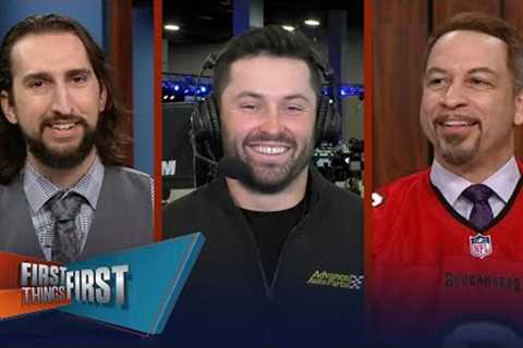 Baker Mayfield predicts Super Bowl, squashes beef, talks Bucs playoff run | NFL | FIRST THINGS FIRST