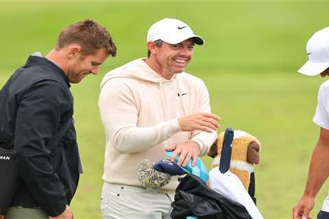 Carefree Rory McIlroy is ‘running away’ from pressure of Erica Stoll split as he’s seen laughing..