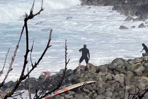 JAWS CAUGHT INSIDE AND POUNDED UP THE ROCKS!