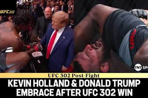 Kevin Holland celebrates with Donald Trump after arm-bending victory at UFC 302