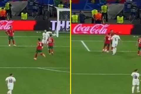New footage shows Ruben Dias run length of pitch to console Cristiano Ronaldo while Diogo Dalot..