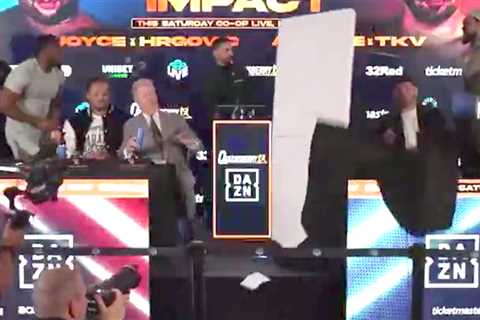Boxer FLIPS TABLE as Joe Joyce vs Filip Hrgovic press conference descends into chaos
