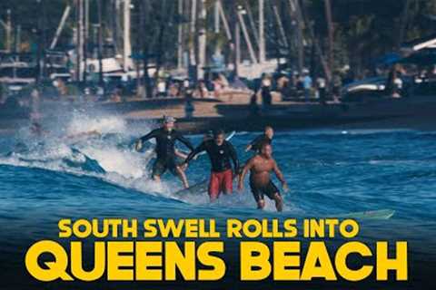LONG PERIOD SWELL MAGNETS ROLL INTO WAIKīKī BEACH